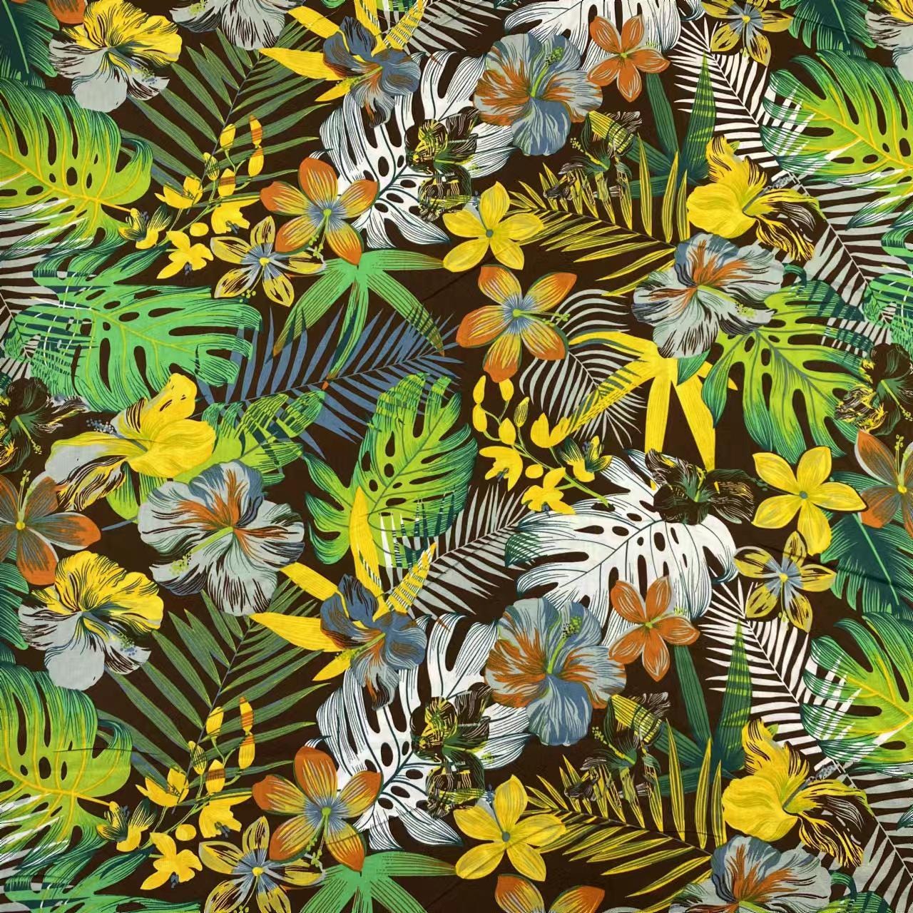 Tropical Floral Cotton Fabric: Sewing, Quilting, Upholstery (58"W)
