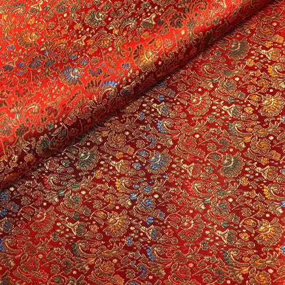 Celosia Pattern Silk Brocade Fabric: 35"W Woven Cheongsam Cushion