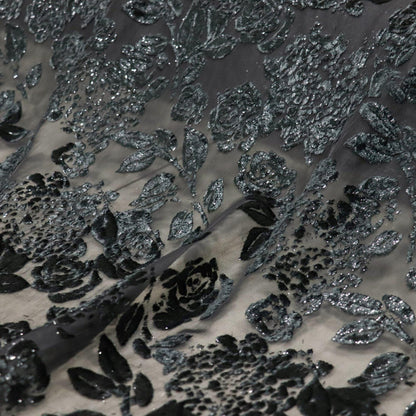 Burnout Floral Viscose Velvet Fabric: Soft Drape for Kimono, Costume