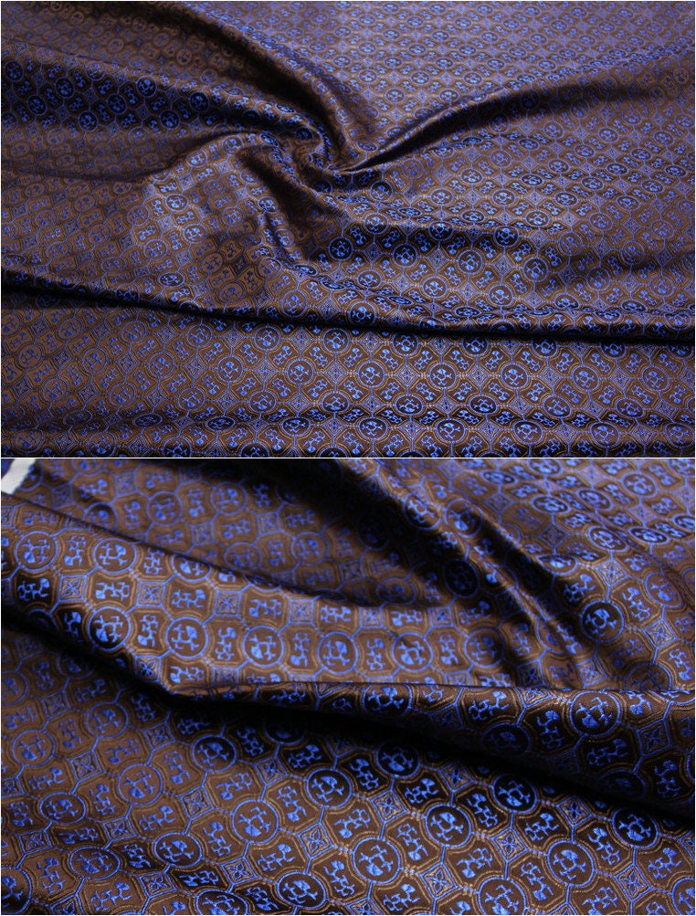 Tissu brocart jacquard à motifs floraux : mélange de soie et de rayonne de style Tang chinois