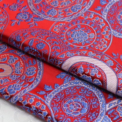 Red Silk Brocade Fabric: Chinese Cheongsam Style, 29.5"W