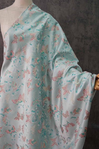 Butterfly Jacquard Fabric: Gold Thread Polyester Rayon Blend, 57"W