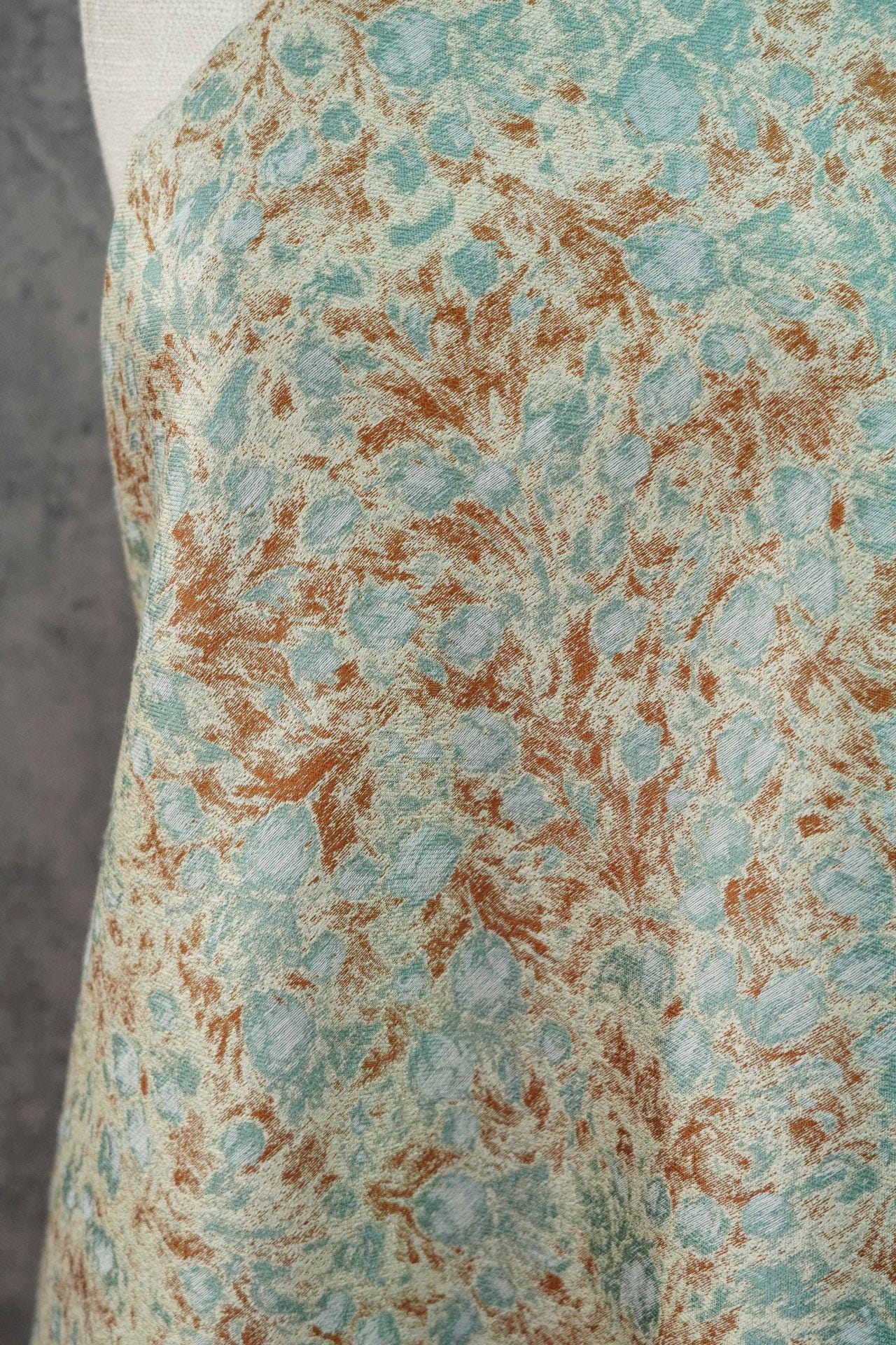 Tissu jacquard floral abstrait à motif café vert champêtre ���� Quilting, ameublement, canapé, sac, couture DIY, décoration intérieure"Large