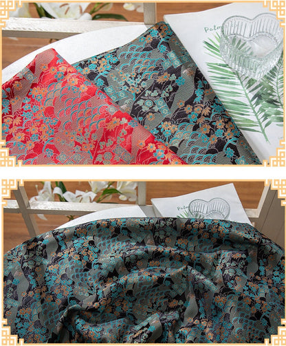 Tissu brocart de soie à motif floral : 57 po de largeur, pour ameublement de cheongsam