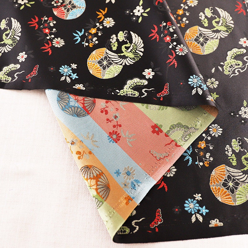Floral Jacquard Brocade Fabric: Chinese Mongolian Style Rayon (29.5" Wide)