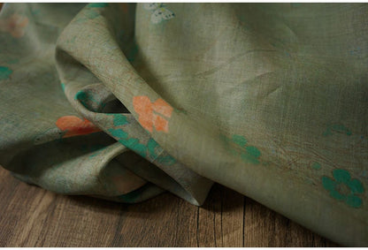Rose Pattern Ramie Fabric: Soft Clothing & Home Textile (55"W)