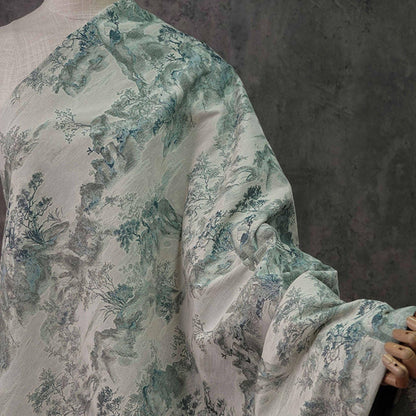 Chinese Landscape Jacquard Fabric: Elegant Upholstery & Dress Sewing (60"W)