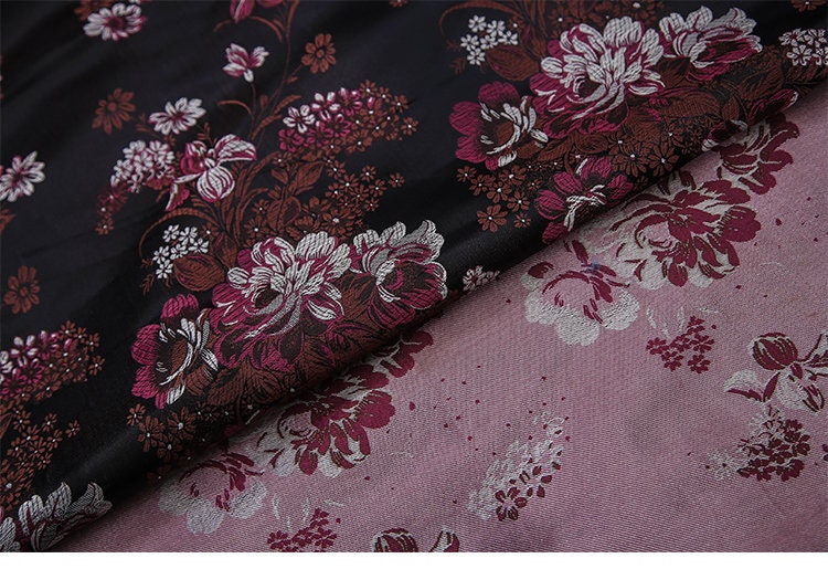 Peony Brocade Jacquard Fabric: Retro Style Rayon Dress Material