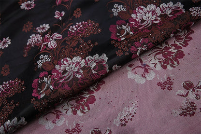 Peony Brocade Jacquard Fabric: Retro Style Rayon Dress Material
