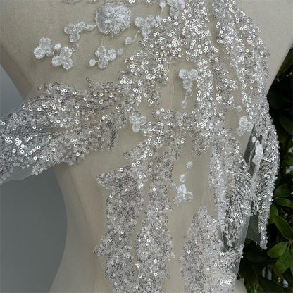Sequin Embroidered Lace Trim: Bridal Wedding Dress Accessory