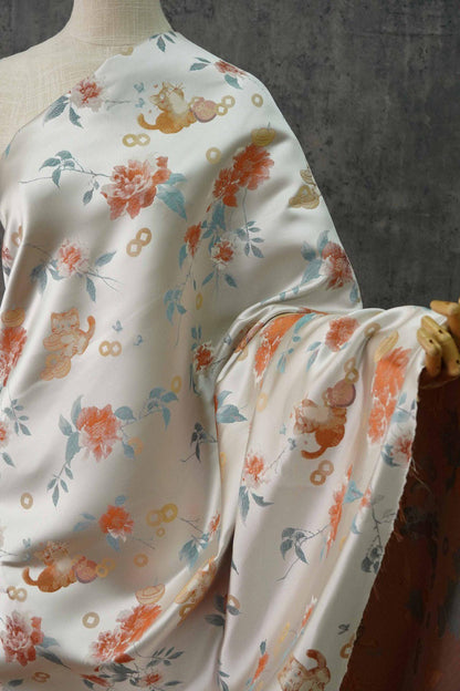 Gold Thread Brocade Fabric: Mongolian Tibetan Style, 55" Wide