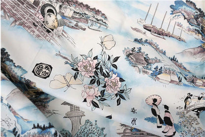 Japanese Cotton Spandex Fabric: Kimono Dress Sewing Material