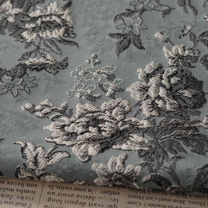 Tissu jacquard brocart style palais : damas floral, 150 cm de large