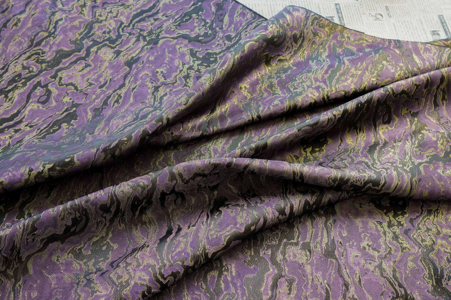 Gold Thread Jacquard Fabric: 3D Designer Upholstery, Costume, & Handbag Material