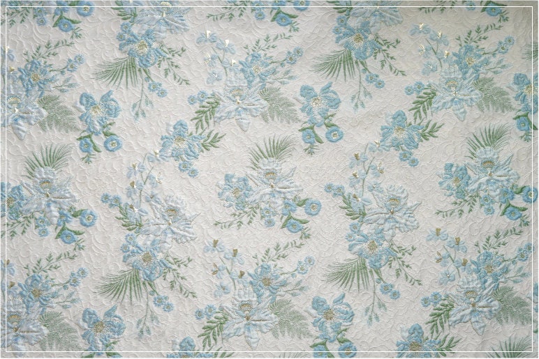 Gold Thread Floral Jacquard Fabric: 3D Texture, 55" Wide