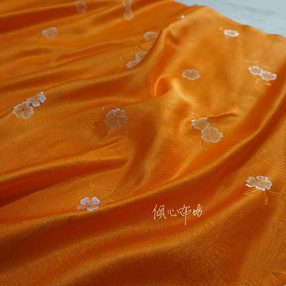 Peach Blossom Silk Brocade Fabric: Chinese Cheongsam Hanfu Material, 29.5"wide