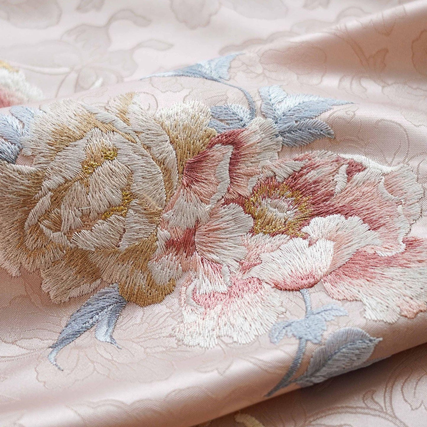 Peony Silk Brocade Fabric: 59"W Tibetan Robe Cheongsam Material