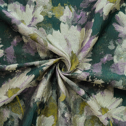 Jacquard Daisy Fabric: Retro Style Oil Painting, 57" Wide, By The Meter