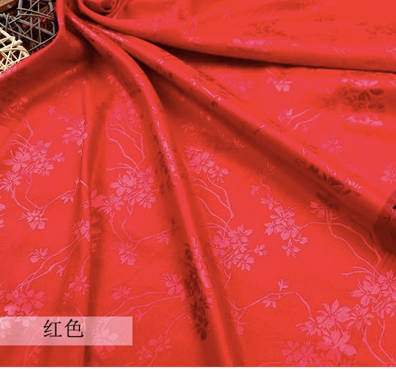 Floral Jacquard Satin Fabric: Two-Sided Antique Cosplay Material - 59" Wide