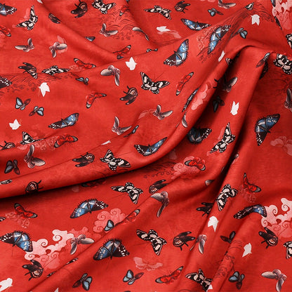 Butterfly Print Silk Satin Fabric - 59" Wide - Sewing & Upholstery