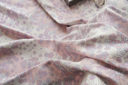 Japanese Brocade Fabric: Fish Scale Flower Jacquard Kimono Damask, 59" Wide