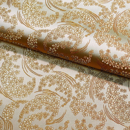 Silk Brocade Fabric: Moon Flower Design, 45" Wide - By The Meter