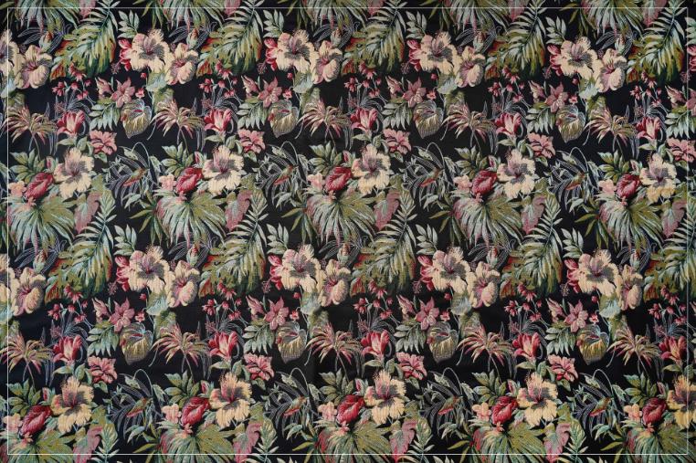 Floral Jacquard Fabric: Gold Thread Embroidered Upholstery, 62"W