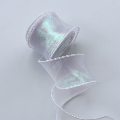 Gradient Organza Ribbon: 4cm Sheer Fishtail Fabric, 10 Yards