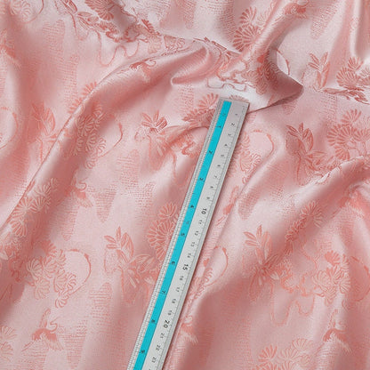 Crane Brocade Fabric: 59"W Rayon Cotton Blend for Cheongsam, Costume, Decor