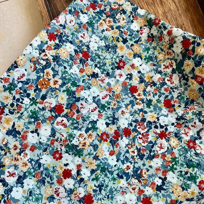 Floral Cotton Fabric: 60s Style Print, 59" Wide, Sewing Quilting