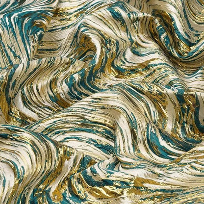 Gold Thread Jacquard Fabric: Universe Galaxy Design, 56" Wide
