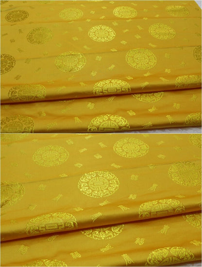 Chinese Fu Brocade Fabric: Floral Jacquard Satin (29.5"W)