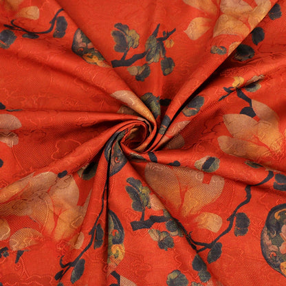 Tissu satiné rouge à imprimé floral - 150 cm de large