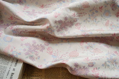 Bird Flower Jacquard Fabric: Bright Color Upholstery, Costume, Decor (60")