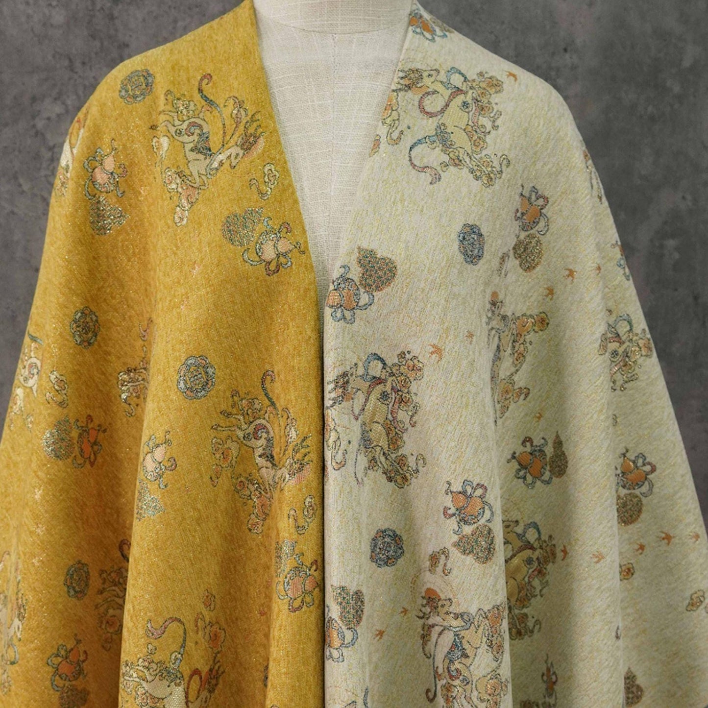 Chenille Deer Jacquard Fabric | Chinese Style Woven Upholstery, 55" Wide
