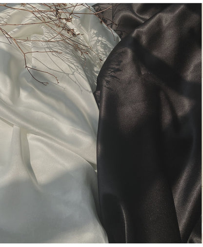 Black and White Satin Silk Fabric: 59" Wide Dress Fabric, Sold by Meter
