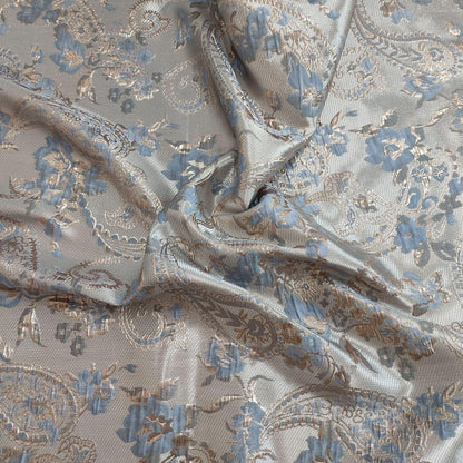 Gold Thread Jacquard Fabric: Retro Floral Upholstery, Costume, Decor