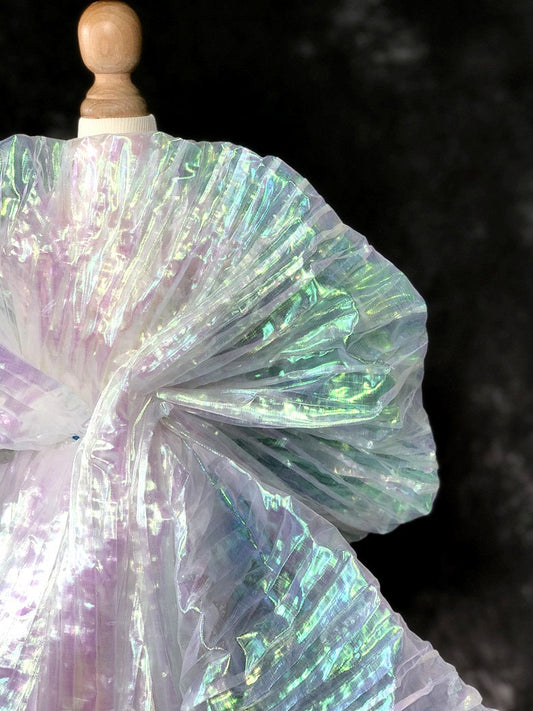 Mermaid Iridescent Organza Fabric: Reflective Water Texture, 57" Wide