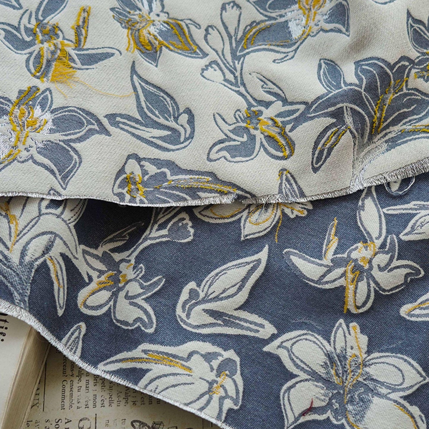 Jacquard Denim Fabric: 3D Reverse Design, Upholstery Sewing Material, 52"