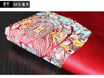 Chinese Silk Brocade Fabric Sample: Multi Color Sewing Material (25x30cm)