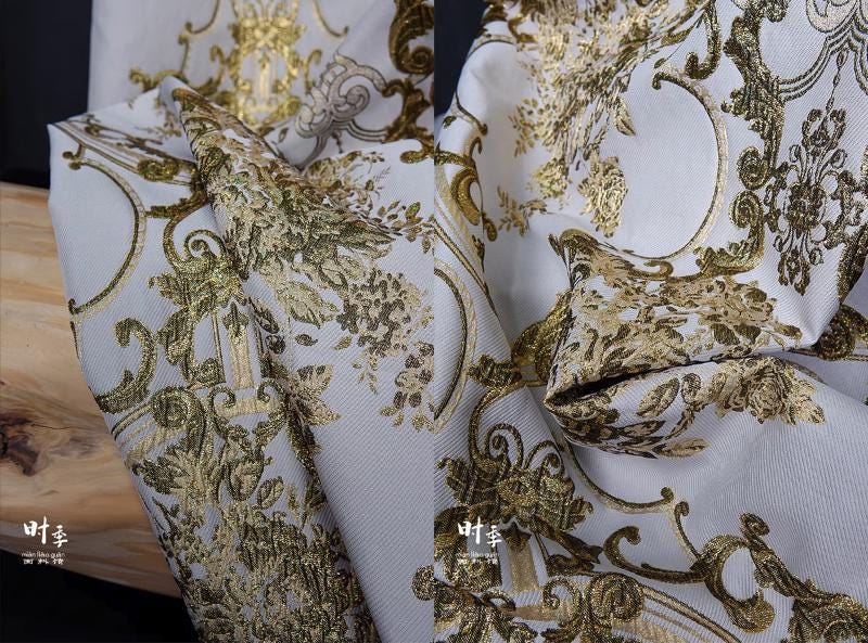 Jacquard Damask Fabric: Retro Palace Style, 55" Wide