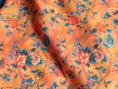 Floral Ramie Fabric: Dunhuang Style Print, 57" Wide