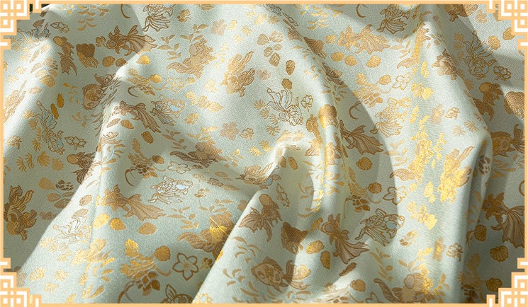 Goldfish Brocade Fabric: 59"W Rayon Blend for Cheongsam, Decor & Sewing