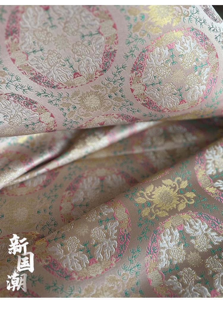 Tissu jacquard brocart à motif floral : style rétro poisson rouge, 150 cm de large