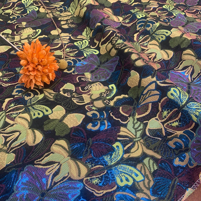 Butterfly Jacquard Fabric: 3D Embossed Yarn-Dyed Material, 57" Wide