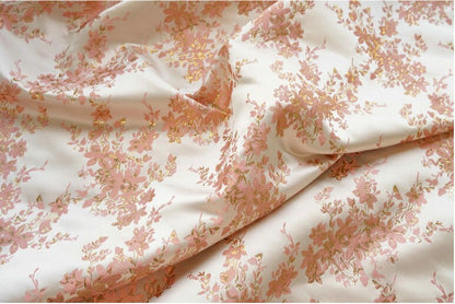 Gold Thread Floral Jacquard Fabric: 3D Texture Upholstery, 58"W