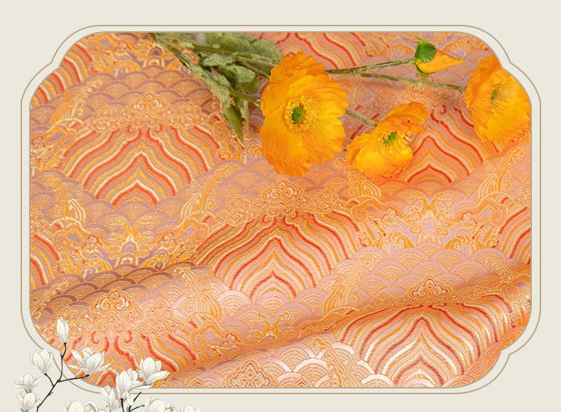Sea Wave Brocade Fabric: Silk Rayon Jacquard, 59" Wide