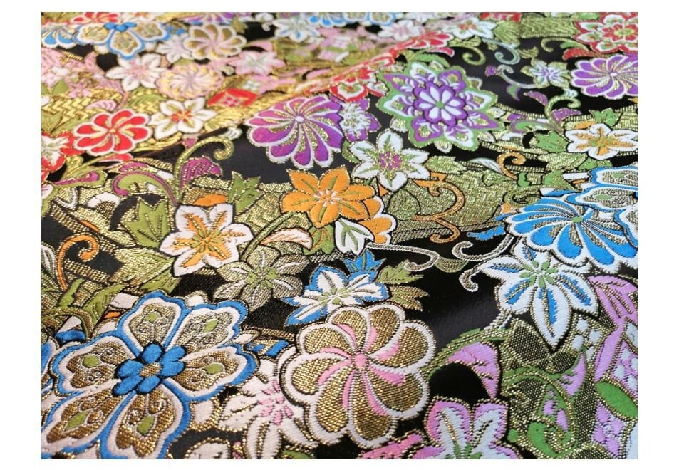 Nishijin Japanese Floral Brocade Fabric: High-End Jacquard Silk (29.5" Width)
