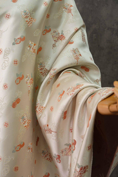 Lion Jacquard Brocade Fabric: 55"W Damask Upholstery, Costume, Decor