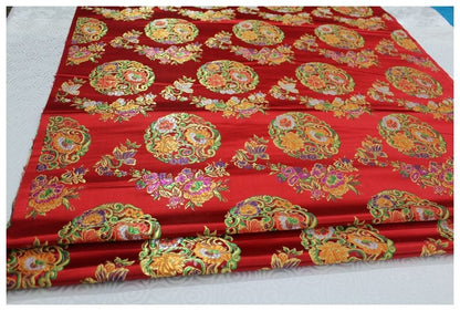 Floral Brocade Chinese Satin Fabric: 29" Wide (By The Meter)